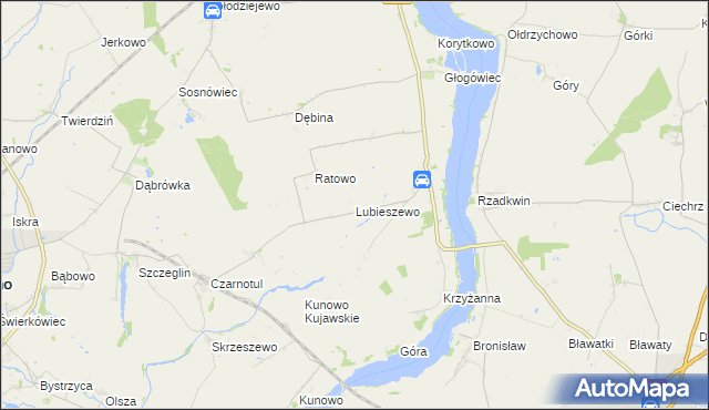 mapa Lubieszewo gmina Mogilno, Lubieszewo gmina Mogilno na mapie Targeo