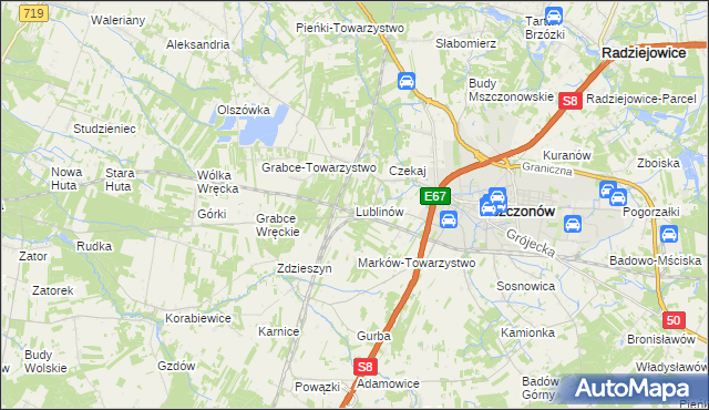 mapa Lublinów, Lublinów na mapie Targeo