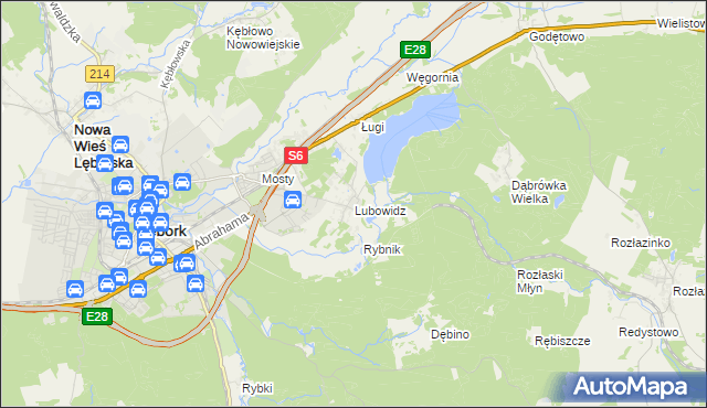 mapa Lubowidz gmina Nowa Wieś Lęborska, Lubowidz gmina Nowa Wieś Lęborska na mapie Targeo