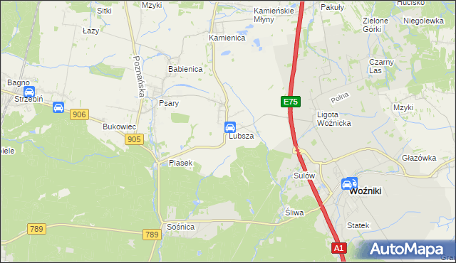 mapa Lubsza gmina Woźniki, Lubsza gmina Woźniki na mapie Targeo
