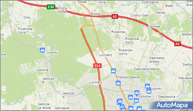 mapa Lućmierz-Las, Lućmierz-Las na mapie Targeo