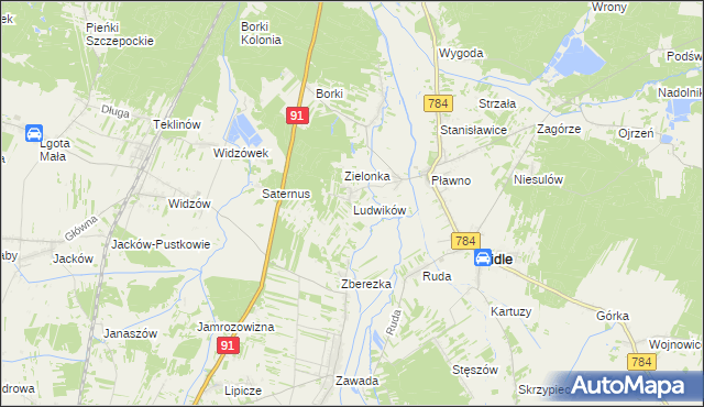 mapa Ludwików gmina Gidle, Ludwików gmina Gidle na mapie Targeo