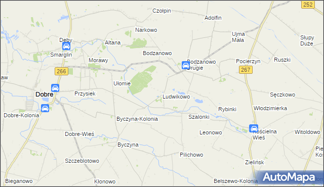 mapa Ludwikowo gmina Dobre, Ludwikowo gmina Dobre na mapie Targeo