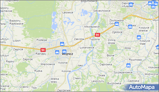 mapa Łukanowice, Łukanowice na mapie Targeo
