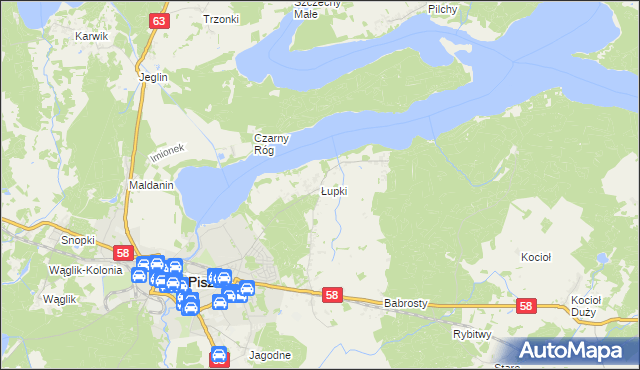 mapa Łupki gmina Pisz, Łupki gmina Pisz na mapie Targeo