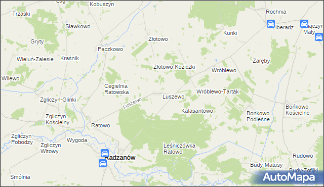 mapa Luszewo gmina Radzanów, Luszewo gmina Radzanów na mapie Targeo