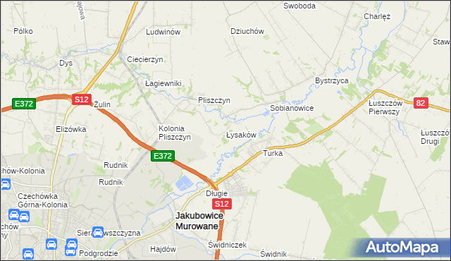mapa Łysaków gmina Wólka, Łysaków gmina Wólka na mapie Targeo