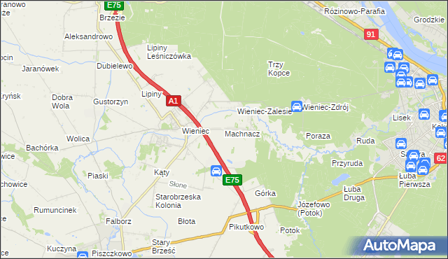 mapa Machnacz gmina Brześć Kujawski, Machnacz gmina Brześć Kujawski na mapie Targeo