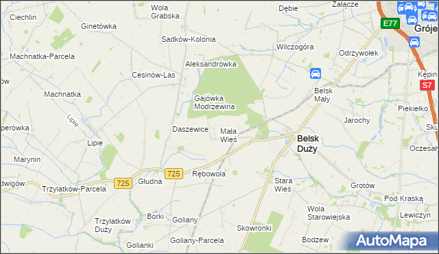 mapa Mała Wieś gmina Belsk Duży, Mała Wieś gmina Belsk Duży na mapie Targeo