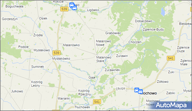 mapa Malanowo Stare, Malanowo Stare na mapie Targeo