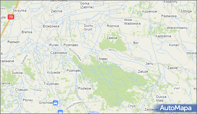 mapa Małec, Małec na mapie Targeo