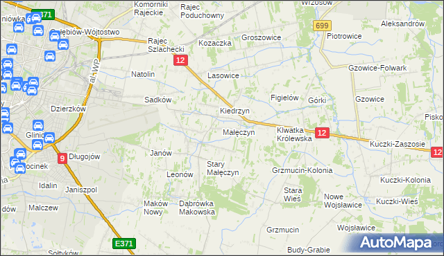 mapa Małęczyn gmina Gózd, Małęczyn gmina Gózd na mapie Targeo