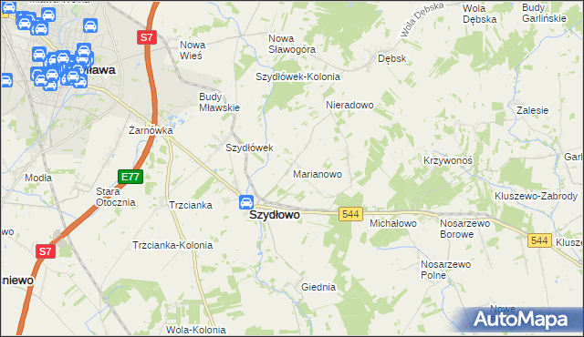 mapa Marianowo gmina Szydłowo, Marianowo gmina Szydłowo na mapie Targeo