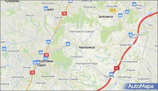 mapa Marklowice, Marklowice na mapie Targeo