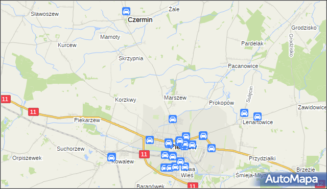 mapa Marszew gmina Pleszew, Marszew gmina Pleszew na mapie Targeo