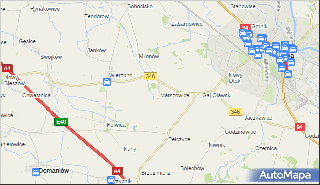 mapa Marszowice gmina Oława, Marszowice gmina Oława na mapie Targeo