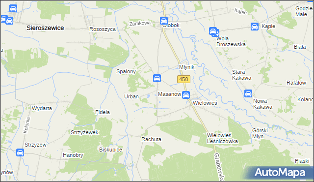 mapa Masanów, Masanów na mapie Targeo