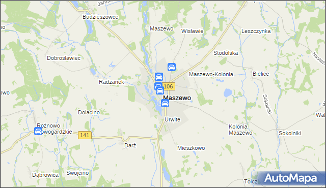 mapa Maszewo powiat goleniowski, Maszewo powiat goleniowski na mapie Targeo