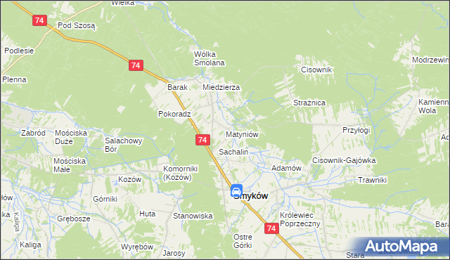 mapa Matyniów, Matyniów na mapie Targeo