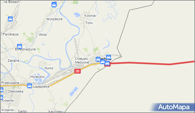 mapa Medyka, Medyka na mapie Targeo