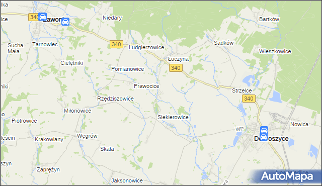 mapa Mękarzowice gmina Dobroszyce, Mękarzowice gmina Dobroszyce na mapie Targeo