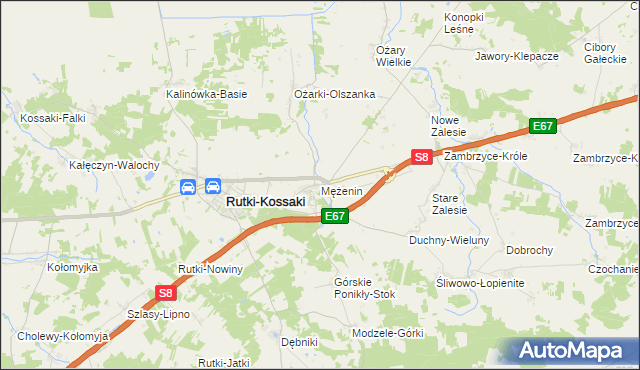 mapa Mężenin gmina Rutki, Mężenin gmina Rutki na mapie Targeo