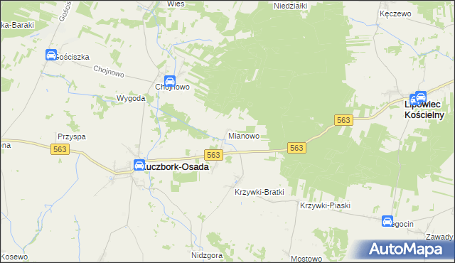 mapa Mianowo gmina Kuczbork-Osada, Mianowo gmina Kuczbork-Osada na mapie Targeo