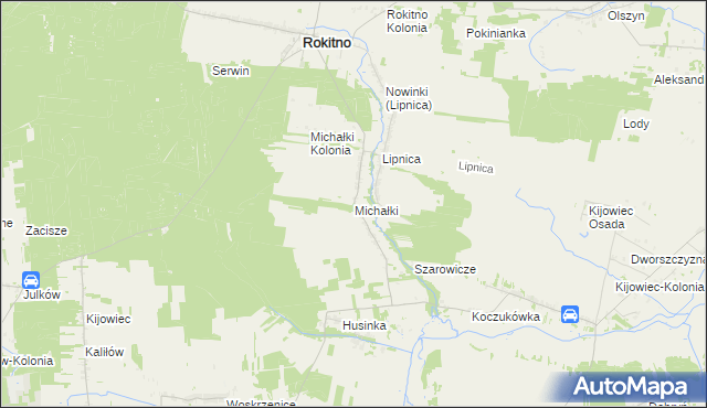 mapa Michałki gmina Rokitno, Michałki gmina Rokitno na mapie Targeo