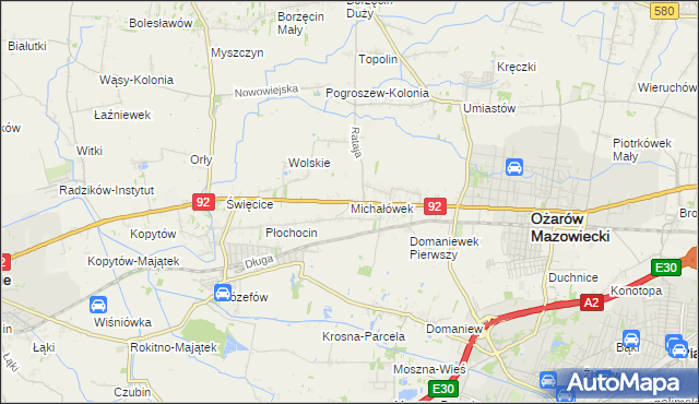 mapa Michałówek gmina Ożarów Mazowiecki, Michałówek gmina Ożarów Mazowiecki na mapie Targeo