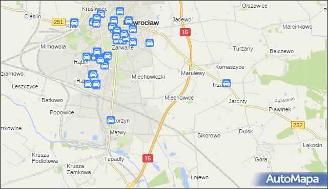 mapa Miechowice gmina Inowrocław, Miechowice gmina Inowrocław na mapie Targeo