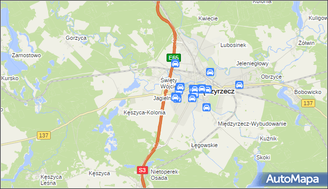 mapa Międzyrzecz powiat międzyrzecki, Międzyrzecz powiat międzyrzecki na mapie Targeo