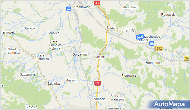 mapa Mielnik gmina Bystrzyca Kłodzka, Mielnik gmina Bystrzyca Kłodzka na mapie Targeo