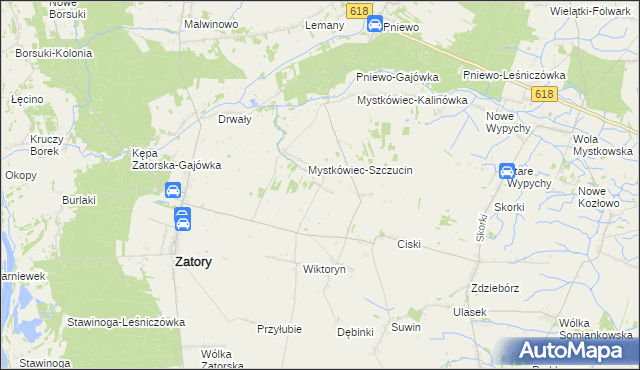 mapa Mierzęcin gmina Zatory, Mierzęcin gmina Zatory na mapie Targeo