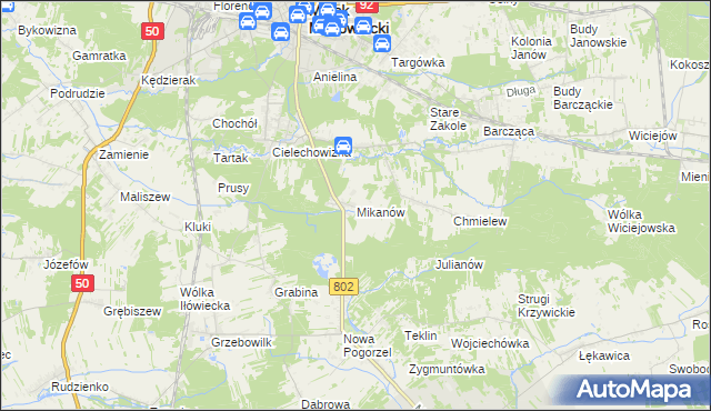 mapa Mikanów, Mikanów na mapie Targeo