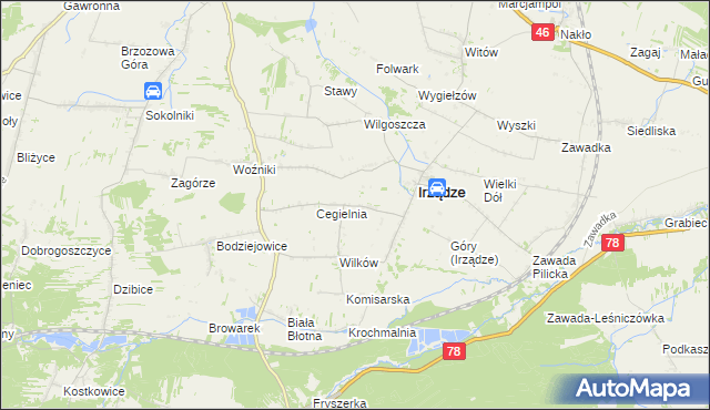 mapa Mikołajewice gmina Irządze, Mikołajewice gmina Irządze na mapie Targeo