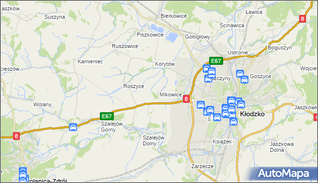 mapa Mikowice gmina Kłodzko, Mikowice gmina Kłodzko na mapie Targeo