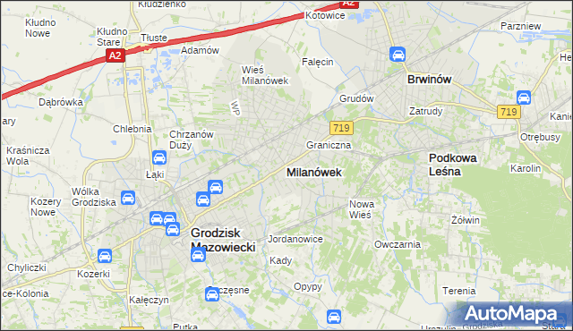 mapa Milanówek, Milanówek na mapie Targeo