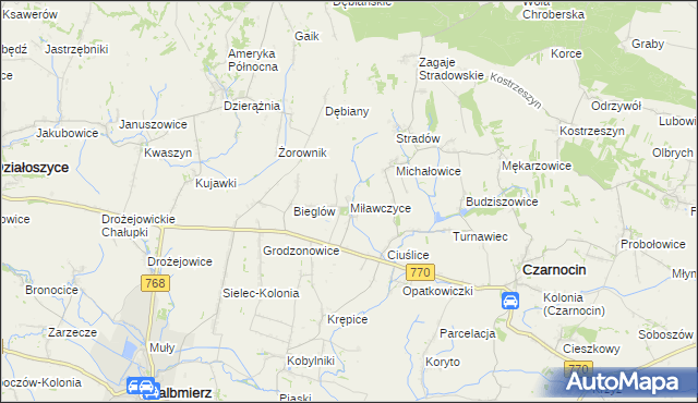 mapa Miławczyce, Miławczyce na mapie Targeo