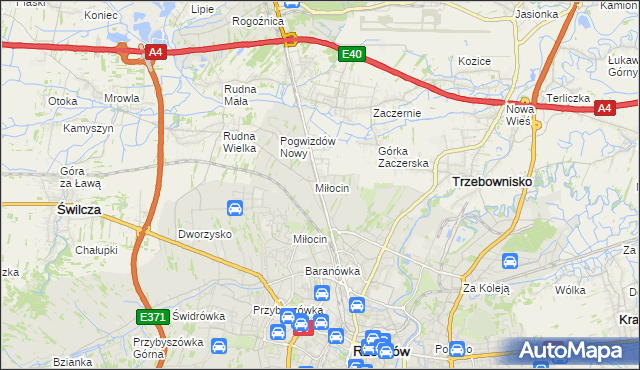 mapa Miłocin gmina Głogów Małopolski, Miłocin gmina Głogów Małopolski na mapie Targeo