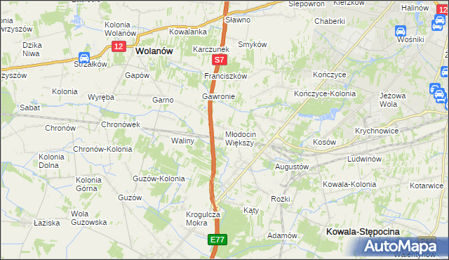 mapa Młodocin Większy, Młodocin Większy na mapie Targeo