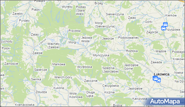mapa Młyńczyska, Młyńczyska na mapie Targeo