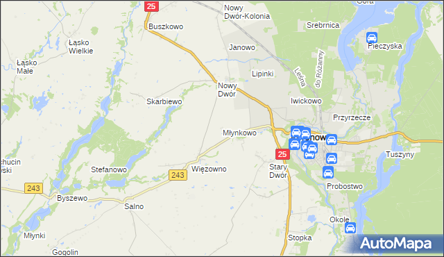 mapa Młynkowo gmina Koronowo, Młynkowo gmina Koronowo na mapie Targeo