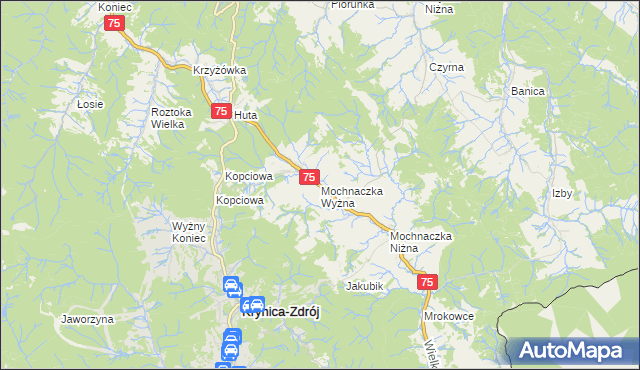 mapa Mochnaczka Wyżna, Mochnaczka Wyżna na mapie Targeo