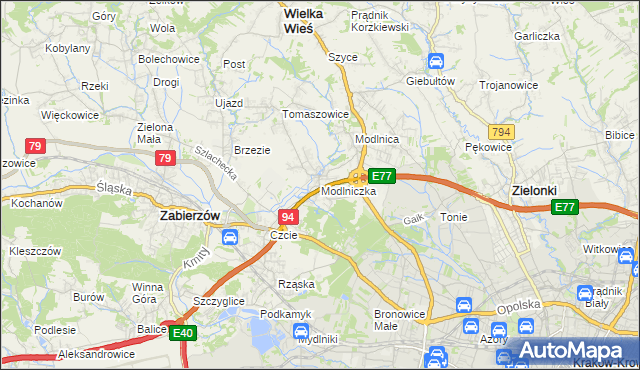 mapa Modlniczka, Modlniczka na mapie Targeo