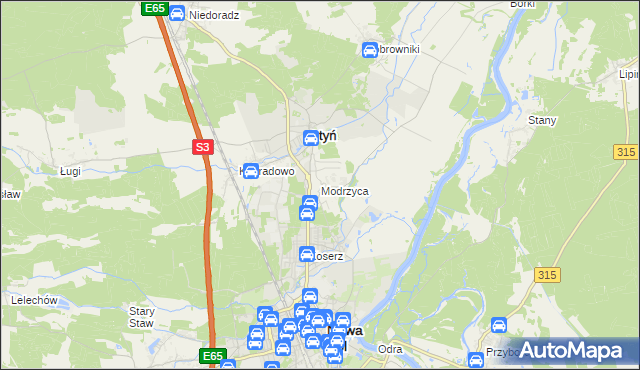 mapa Modrzyca, Modrzyca na mapie Targeo