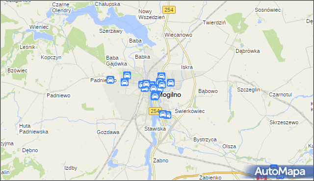 mapa Mogilno, Mogilno na mapie Targeo
