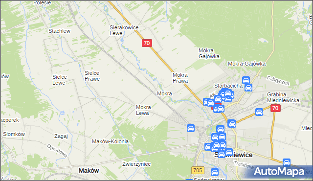 mapa Mokra gmina Skierniewice, Mokra gmina Skierniewice na mapie Targeo