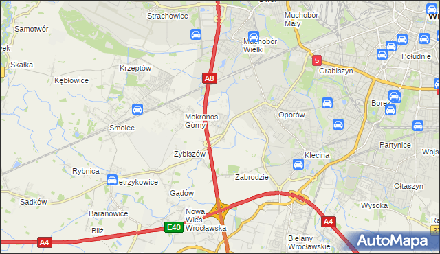 mapa Mokronos Dolny, Mokronos Dolny na mapie Targeo