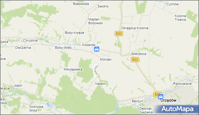 mapa Moniaki, Moniaki na mapie Targeo