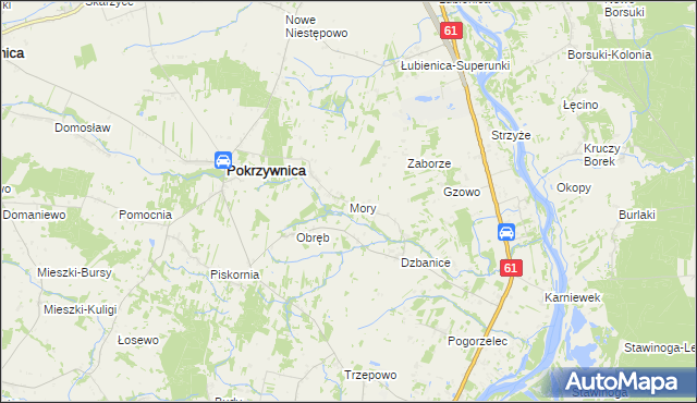 mapa Mory gmina Pokrzywnica, Mory gmina Pokrzywnica na mapie Targeo